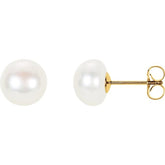 14K Yellow Gold Panache® Cultured White Freshwater Pearl Stud Earrings
