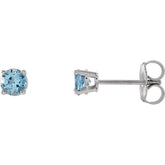Sterling Silver 4 mm Natural Aquamarine Earrings