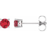 Sterling Silver 4 mm Lab-Grown Ruby Earrings