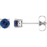 Sterling Silver 4 mm Lab-Grown Sapphire Earrings