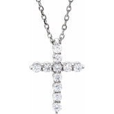 Platinum 1/4 CTW Natural Diamond Cross 16-18" Necklace