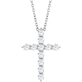 Platinum 3/8 CTW Natural Diamond Cross 16-18" Necklace