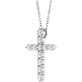Platinum 3/8 CTW Natural Diamond Cross 16-18" Necklace