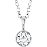 Platinum 1/4 CT Natural Diamond Bezel-Set Solitaire 16-18" Necklace