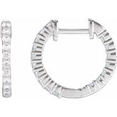 14K White Gold 1/2 CTW Lab-Grown Diamond Inside-Outside Hinged 14.5 mm Hoop Earrings