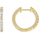 14K Yellow Gold 3/4 CTW Natural Diamond Inside-Outside Hinged 17.2 mm Hoop Earrings