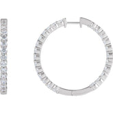 14K White Gold 4 CTW Natural Diamond Inside-Outside Hinged 36 mm Hoop Earrings