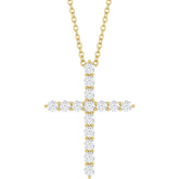 14K Yellow Gold 1/2 CTW Natural Diamond Cross 16-18" Necklace