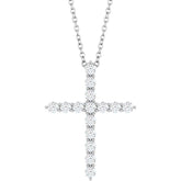 14K White Gold 1/2 CTW Natural Diamond Cross 16-18" Necklace