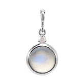 Sterling Silver 8 mm Natural Rainbow Moonstone & .03 CT Natural Diamond Pendant