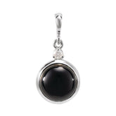 14K White Gold 8 mm Natural Black Onyx & .03 CT Natural Diamond Cabochon Pendant