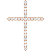 14K Rose Gold 1 CTW Natural Diamond Cross Pendant