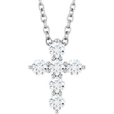 14K White Gold 1/4 CTW Lab-Grown Diamond Cross 16-18" Necklace