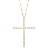 14K Yellow Gold 1 CTW Lab-Grown Diamond Cross 16-18" Necklace