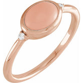 14K Rose Gold Natural Pink Coral & .03 CTW Natural Diamond Ring