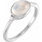 Sterling Silver Natural Rainbow Moonstone & .03 CTW Natural Diamond Ring