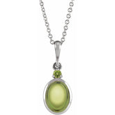 Platinum 8x6 mm Natural Peridot 16-18" Necklace