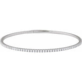 14K White Gold 1 1/2 CTW Natural Diamond Flexible Bangle 7" Bracelet