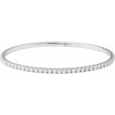 14K White Gold 3 CTW Natural Diamond Flexible Bangle 7" Bracelet