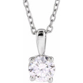 14K White Gold 1/3 CT Natural Diamond 18" Necklace