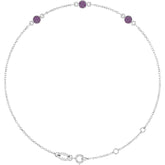 14K White Gold Lab-Grown Alexandrite Bezel-Set 3-Stone 6 1/2-7 1/2" Bracelet