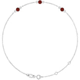 14K White Gold Natural Mozambique Garnet Bezel-Set 3-Stone 6 1/2-7 1/2" Bracelet