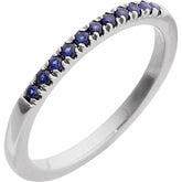 14K White Gold Natural Blue Sapphire Stackable Ring
