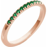 14K Rose Gold Natural Emerald Stackable Ring