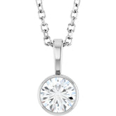 Platinum 1/3 CT Lab-Grown Diamond Bezel-Set Solitaire 16-18" Necklace