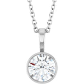 Platinum 5/8 CT Lab-Grown Diamond Bezel-Set Solitaire 16-18" Necklace