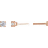 14K Rose Gold 1/10 CT Natural Diamond Earring