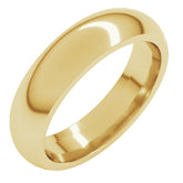 18K Yellow Gold 5 mm Comfort-Fit Half Round Band Size 11