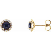 14K Yellow Gold 5 mm Natural Blue Sapphire & 1/8 CTW Natural Diamond Earrings