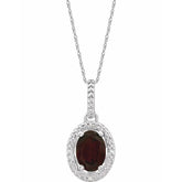Sterling Silver Natural Mozambique Garnet & .01 CTW Natural Diamond 18" Necklace