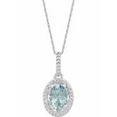 Sterling Silver Natural Aquamarine & .01 CTW Natural Diamond 18" Necklace
