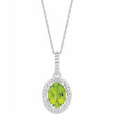 Sterling Silver Natural Peridot & .01 CTW Natural Diamond 18" Necklace