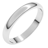 14K White Gold 3 mm Half Round Band Size 7.5