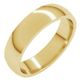 10K Yellow Gold 5 mm Lightweight Comfort-Fit Half Round Band Size 13