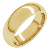 14K Yellow Gold 6 mm Comfort-Fit Half Round Band Size 13.5