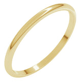 14K Yellow Gold 1.5 mm Lightweight Half Round Band Size 4