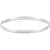 14K White Gold Engravable 4 mm Half Round Bangle 7 1/2" Bracelet