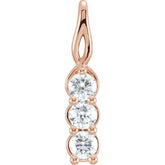 14K Rose Gold 9/10 CTW Natural Diamond Three-Stone Pendant