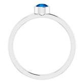 Rhodium-Plated Sterling Silver 4 mm Imitation Blue Sapphire Ring
