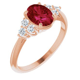 14K Rose Lab-Grown Ruby & 1/4 CTW Natural Diamond Ring