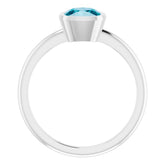 14K White Natural London Blue Topaz Ring