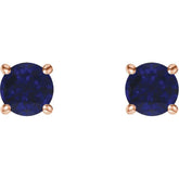 14K Rose 5 mm Lab-Grown Blue Sapphire Earrings