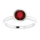 14K White 6 mm Natural Mozambique Garnet Ring