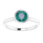 14K White 6 mm Lab-Grown Alexandrite Ring