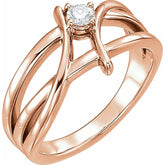 14K Rose 1/2 CT Natural Diamond Ring