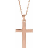 14K Rose Cross 18" Necklace